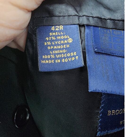 Men's Brooks Brothers 346 Wool Blend 2 Button Blazer 42R Black - Picture 7 of 9